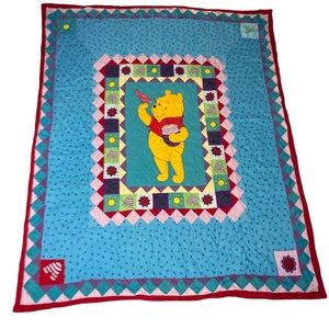 Vintage Disney Winnie The Pooh Blanket Patchwork Quilt Embroidered 90’s
